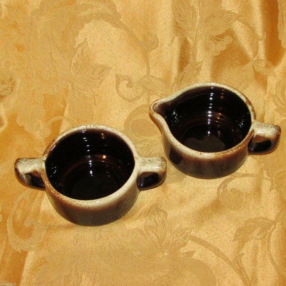 PFALTZGRAFF Gourmet Vintage Creamer & Sugar Bowl Brown Drip Glaze Pottery - Picture 8 of 12